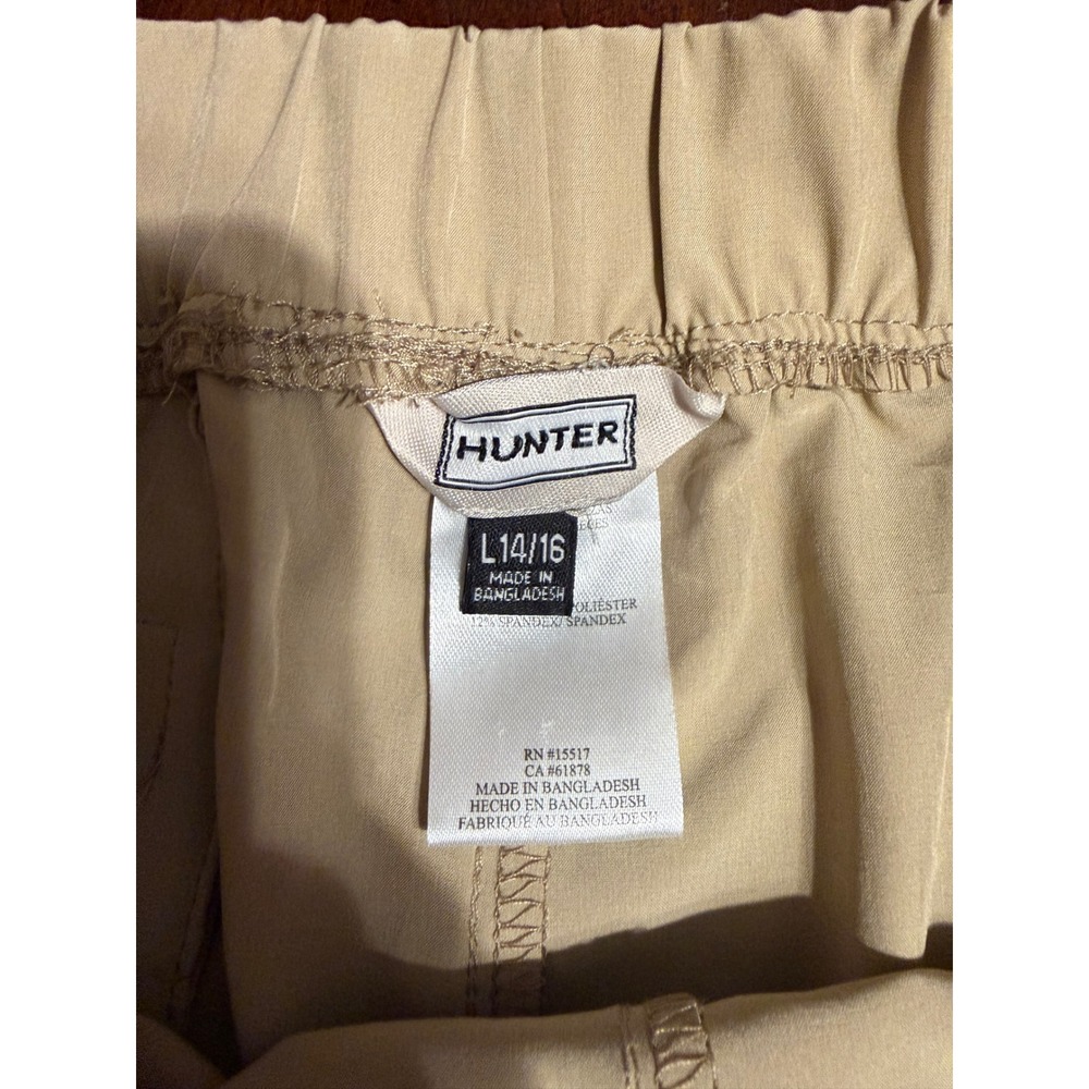 Hunter Kids Tan Khaki Performance Shorts Stretch Elastic Waist Size L 14/16 - Picture 3 of 5